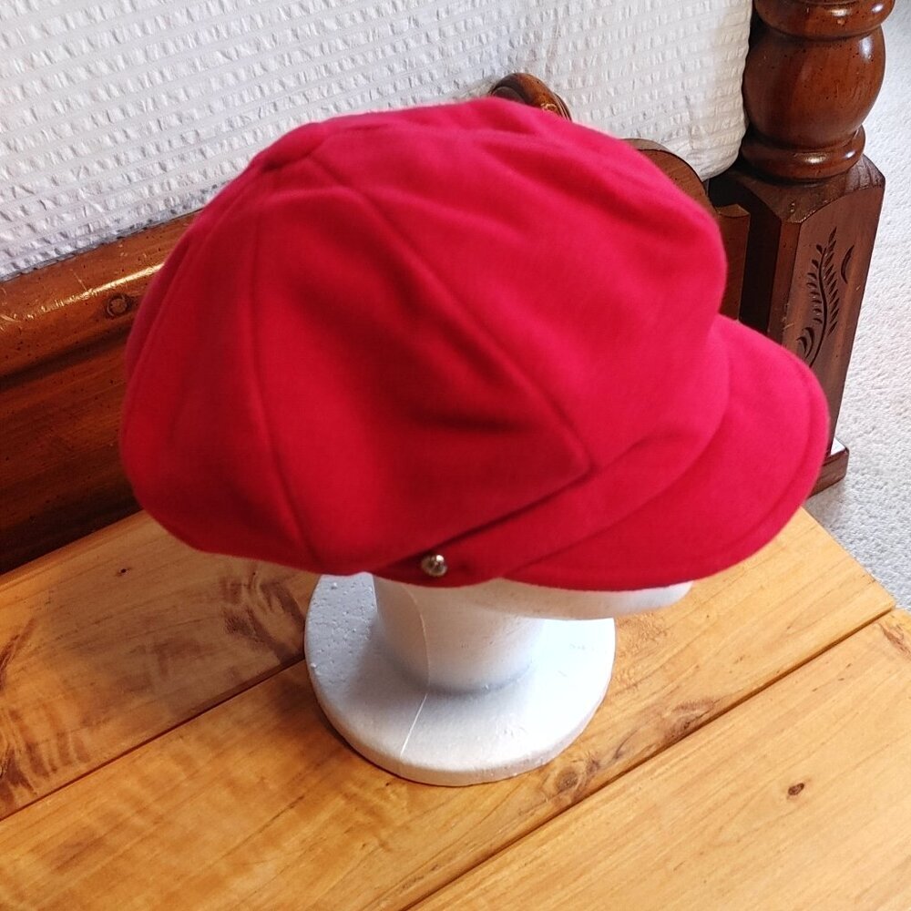 LADIES MAYSER EUROPEAN RED WOOL BLEND NEWSBOY CAP